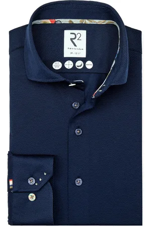 R2 Amsterdam R2 Chemise Japanese Knitted Manches Courtes Marine Bleu foncé Bleu