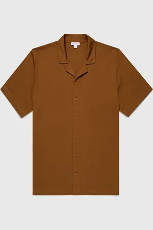 Sunspel Chemise col plat Riviera Brun