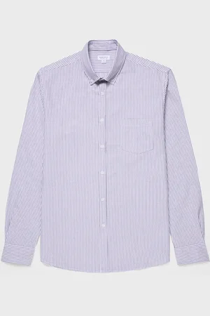 Sunspel Chemise Oxford boutonnée Bleu