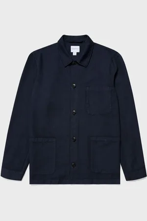 Sunspel Veste en coton et lin à deux poches Bleu marine