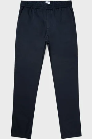 Sunspel Pantalon à cordon en lin et coton Bleu marine
