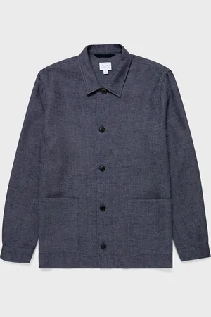 Sunspel Veste en sergé de coton et lin à deux poches Bleu
