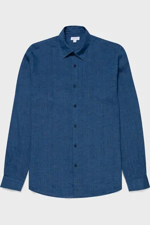 Sunspel Chemise en lin Bleu