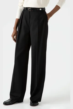Sunspel Pantalon plissé en laine Noir