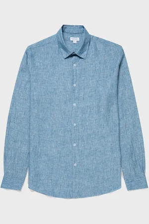 Sunspel Chemise en lin Bleu