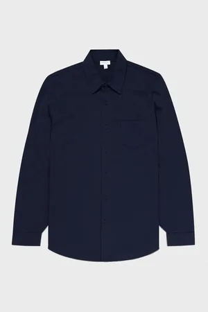 Sunspel Chemise en piqué Supima Bleu marine