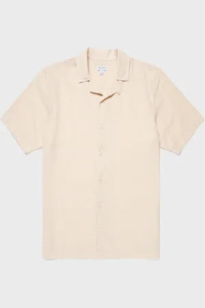 Sunspel Chemise à col cubain à carreaux en tissage lâche