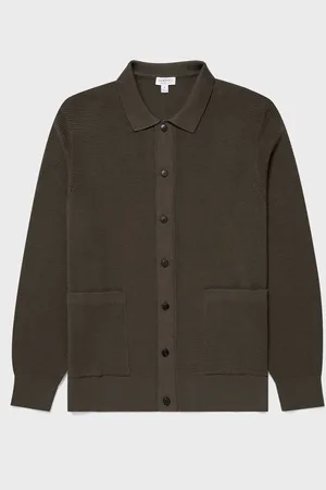 Sunspel Veste à maille gaufrée Vert