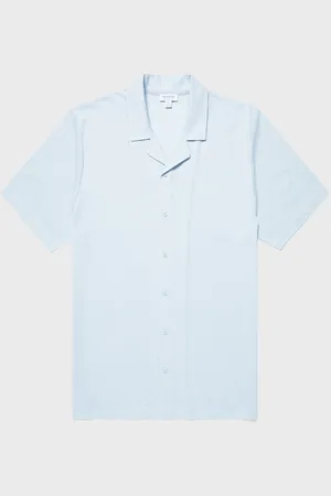 Sunspel Chemise col plat Riviera Bleu
