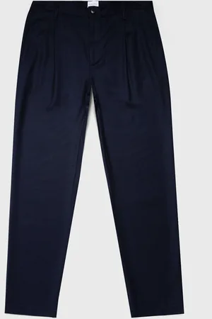 Sunspel Pantalon à pinces en flanelle de laine Bleu marine