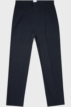 Sunspel Pantalon à pinces en seersucker Bleu marine