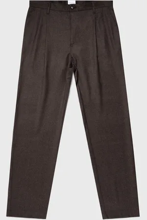 Sunspel Pantalon à pinces en flanelle de laine Brun