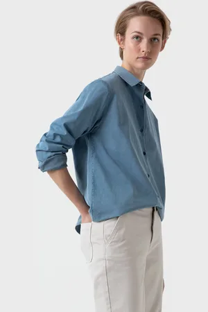 Sunspel Chemise boutonnée en denim Bleu