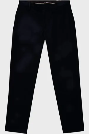 Sunspel Pantalon à pli en laine et coton brossés Bleu marine