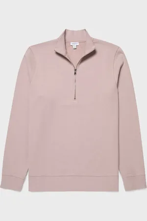 Sunspel Sweatshirt demi-zippé Rose