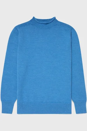 Sunspel Pull pêcheur en mérinos anglais Bleu