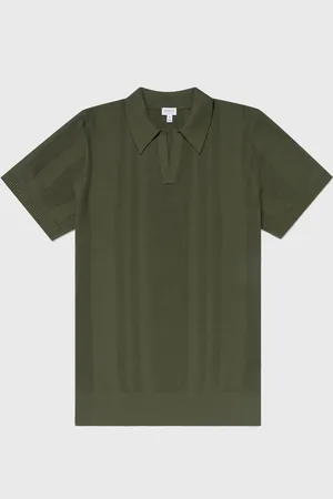 Sunspel Polo en tricot à rayures Vert