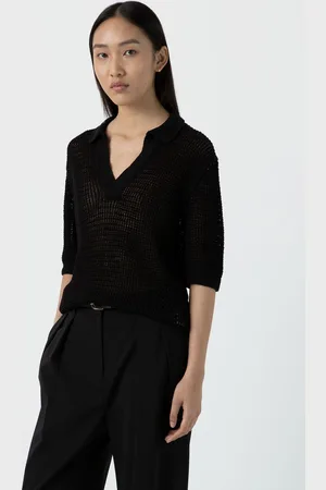 Sunspel Polo en maille de lin Noir