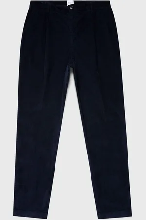 Sunspel Pantalon plissé en velours côtelé Bleu marine