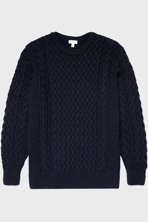 Sunspel Pull en tricot torsadé Bleu marine