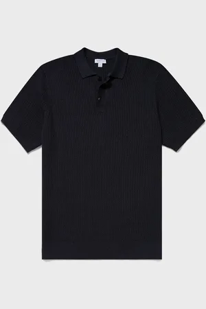 Sunspel Polo en maille texturée Bleu marine