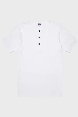 Sunspel X Nigel Cabourn Henley en mesh Blanc