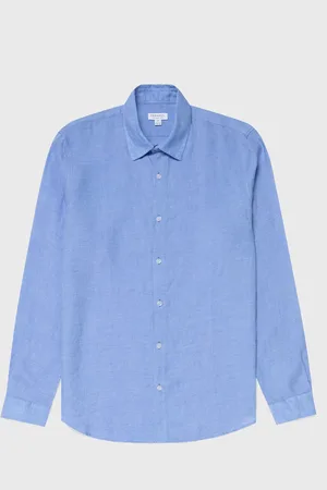 Sunspel Linen Shirt Bleu