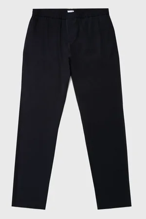 Sunspel Pantalon à cordon de serrage en laine et coton brossés Bleu marine