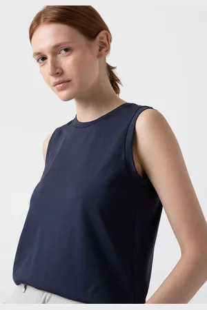 Sunspel T-shirt débardeur Boy Fit Bleu marine