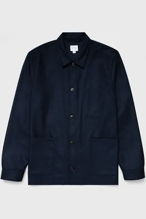 Sunspel Veste à double poche en laine Bleu marine