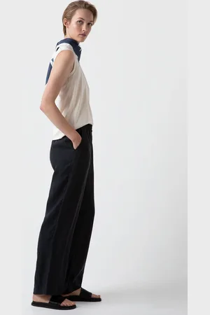 Sunspel Pantalon large avec cordon de serrage Noir