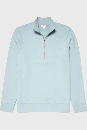 Sunspel Sweatshirt demi-zippé Bleu
