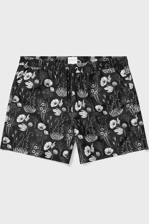 Sunspel Short de bain à imprimé feuilles Noir