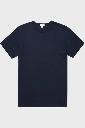Sunspel T-shirt en lin et coton Bleu marine
