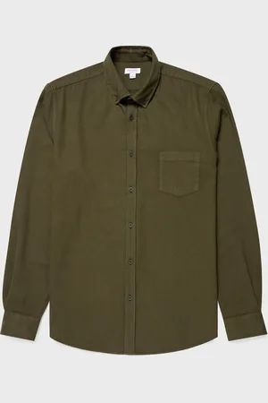Sunspel Chemise boutonnée en flanelle Vert
