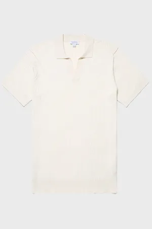 Sunspel Polo en coton et soie à fines côtes