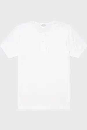 Sunspel T-shirt henley Blanc