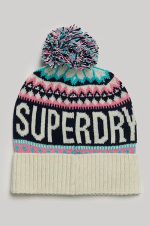 Superdry Aux Femmes Île Fair Bonnet jacquard, Crème, Bleu et Rose