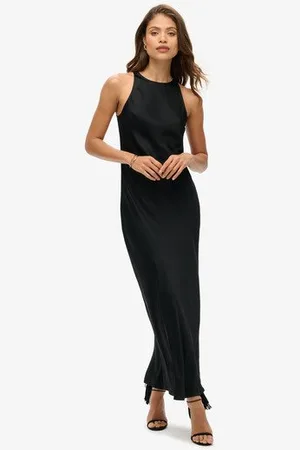 Superdry Femme Robe Mi-longue en Satin à dos Nageur Taille: 40