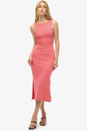 Superdry Femme Robe Mi-longue en Jersey à dos Torsadé Taille: 38
