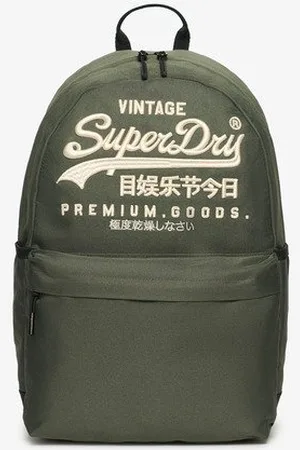 Superdry Dames Heritage Montana Sac a Dos Kaki et Crème Marque Imprimé, Taille: 45x30x13.5cm