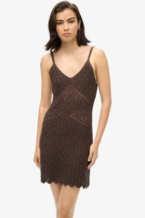 Superdry Femme, Robe en Crochet Courte Caraco , Taille: 38