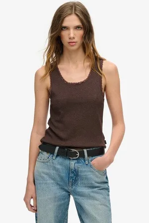 Superdry Femme Débardeur à Liseré en Dentelle Vintage Athletic Essentials Taille: M/L