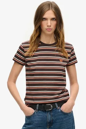 Superdry Femme T-shirt Ajusté à Rayures Essential Logo Taille: 36
