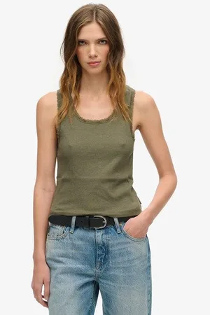 Superdry Femme Débardeur à Liseré en Dentelle Vintage Athletic Essentials Taille: S/M