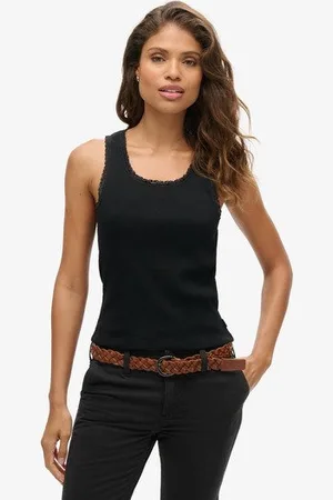 Superdry Femme Débardeur à Liseré en Dentelle Athletic Essentials Taille: M/L