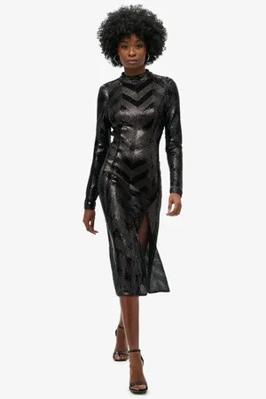 Superdry Femme Robe Mi-longue à Chevrons et dos Ouvert Taille: 36