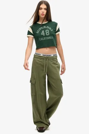 Superdry Femme Pantalon de Survêtement Cargo Large Vintage Athletic Essentials Taille: 38