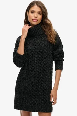 Superdry Femme Robe-pull Torsadée à col Roulé Taille: 36