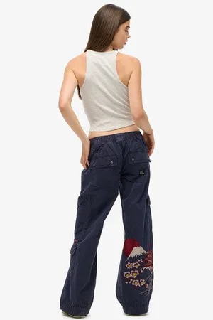Superdry Femme Pantalon Cargo Brodé Taille Basse Taille: 40